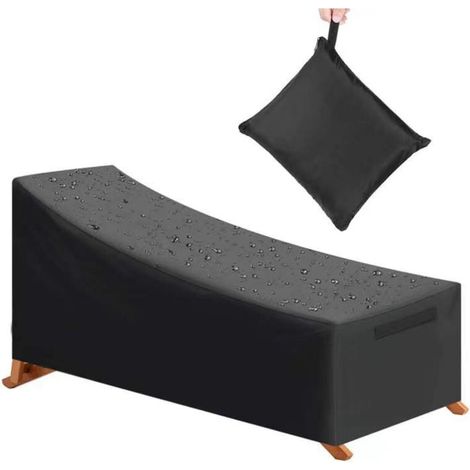 Housse de protection, imperméable, coupe-vent, anti-UV, tissu Oxford 210D, protection solaire, chaise longue (210 x 75 x 40/80 cm) - Noir (1/2)