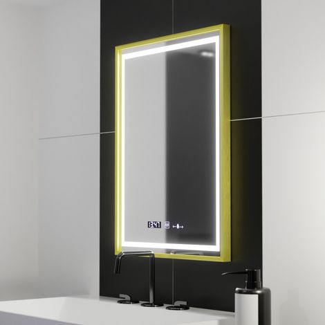 Miroir LED Rectangulaire 50x70 Desembuage Thermometre Gradable (1/5)