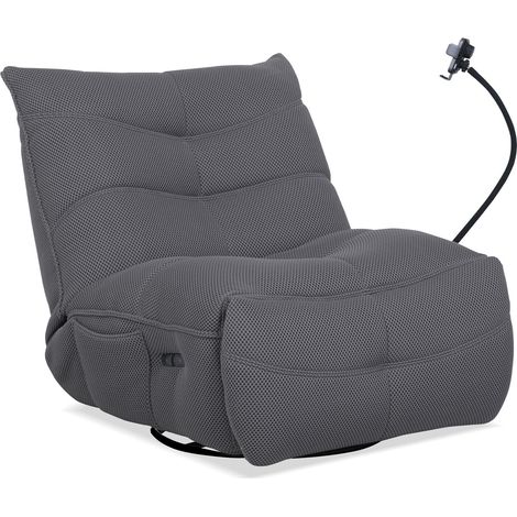 Home Heavenly® – Sillón gamer DAMI, tapizado en tejido 3D transpirable, relax eléctrico y efecto balancín, diseño ergonómico Color: Gris (1/5)