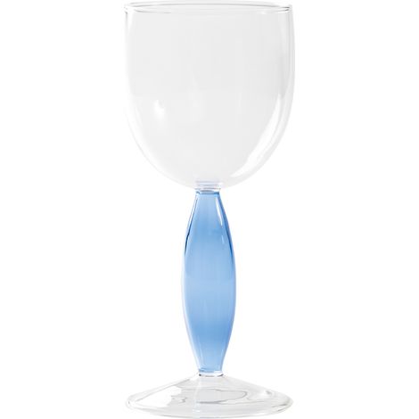 Dorici Set 4 Calici per Vino Bianco in Vetro Borosilicato Soffiato a Mano con Dettagli Bluino - Design Raffinato ed Elegante per Tavole Moderne