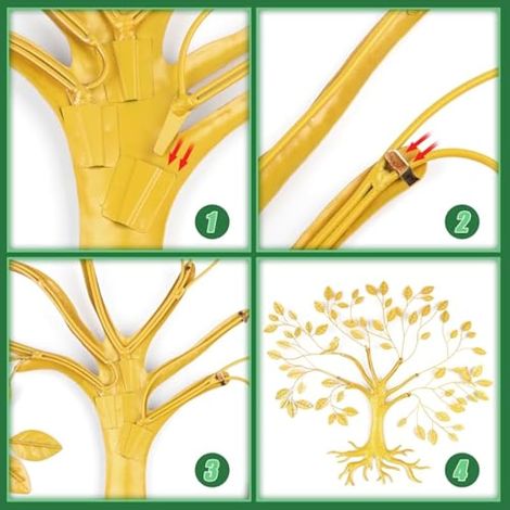 Décoration murale en métal 55 x 66 cm Arbre de Vie - Décoration murale suspendue avec feuilles colorées et colibris pour salon, chambre, jardin, maison (Arbre de Vie) (1/3)