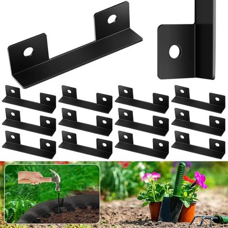 Un juego de 30 conectores negros para bordes de jardín – no requiere excavación – para césped y vallas de jardín. (1/5)
