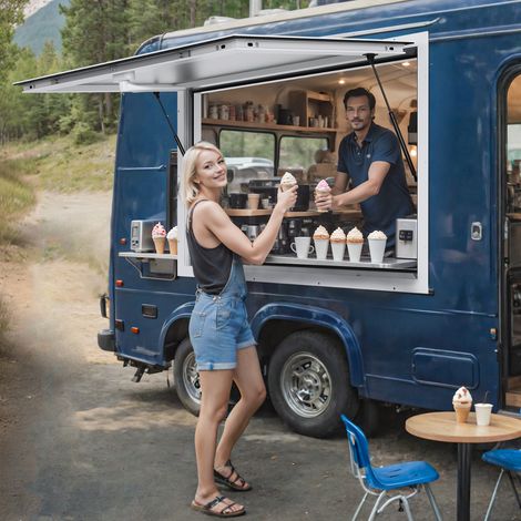VEVOR Finestra di Servizio per Camion di Cibo, 943x943 mm, 85 Gradi in Lega di Alluminio con Porta per Tendalino Gancio di Trascinamento, Finestra di Servizio per Rimorchi di Cibo, Vetro non Incluso (1/5)