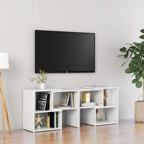 Meuble TV, Banc TV, Support pour Téléviseur, Meuble de Salon Blanc brillant 104x30x52 cm Aggloméré YHJ73729 (1/5)