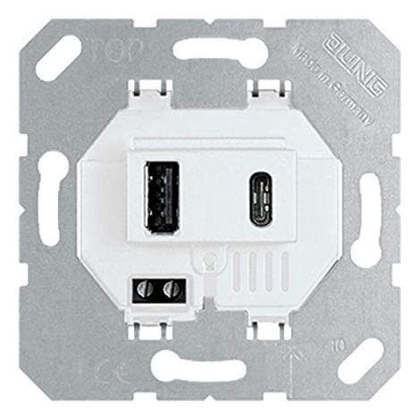Jung USB-Ladegerät, 1 x Typ A + 1 x Typ C, alpinweiß USB 15 CA WW