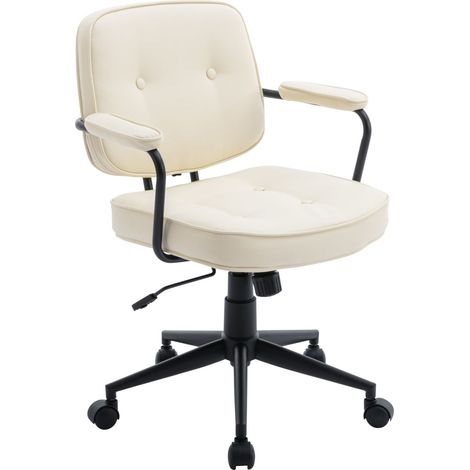 Wahson Chaise de Bureau Pivotante en Similicuir, Moderne Fauteuil Bureau Réglable en Hauteur Chaise à roulettes pour Bureau/Travail, Blanc