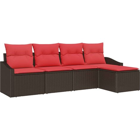 Sofa Set 5 pcs Brown [Synthetic]: Poly Rattan vidaXL (1/5)