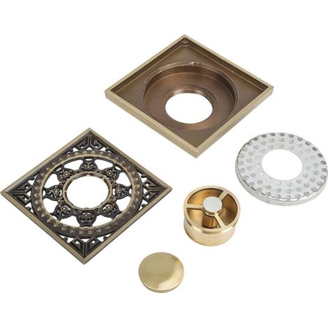 Grille de Sol en Laiton Doré 10x10 cm pour Douche, Salle de Bain, Cuisine ou Balcon (1/5)