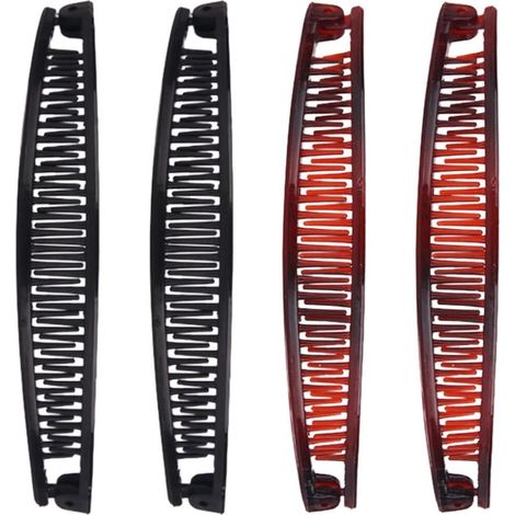 Bananen-Haarspangen, 4er-Packung, klassische Fischgrätenzopf-Haarspangen für Damen, Haarspangen für langes Haar, französischer Bananen-Haarkamm, Bananen-Zopfhalter, für Sport und Alltag für Frauen und (1/5)