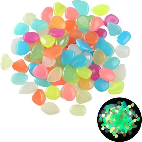 Pierre Lumineus, Cailloux Lumineux, Galets Phosphorescents, Galets Fluorescents, Pierre Lumineuse pour Aquarium, Adaptés aux Vases Décoratifs, Micro Paysage, Couleurs Mélangées(100pcs) (1/5)