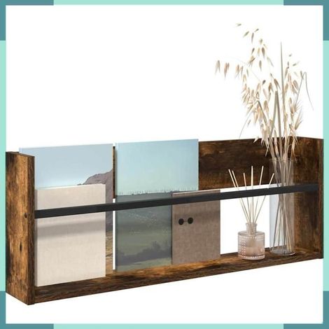 890808 étagère à magazines avec étagère Chêne fumé 80 x 12 x 30 cm (1/5)