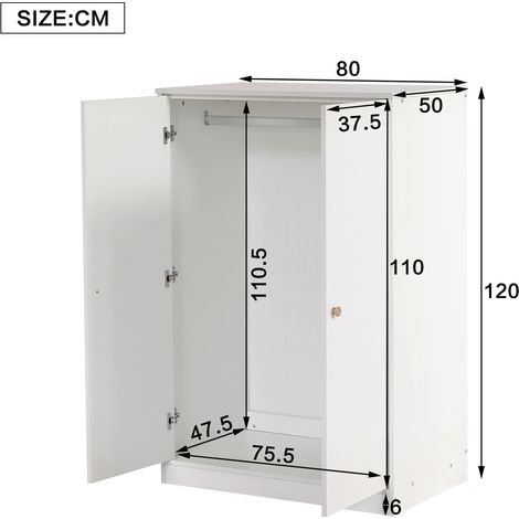 Kleiderschrank aus Holz in Weiß 80 x 50 x 120 cm HOMAIRE (1/5)