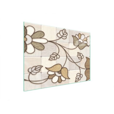 PLAQUE DE PROTECTION EN VERRE POUR POÊLE 70x52 MOSAÏQUE (1/5)