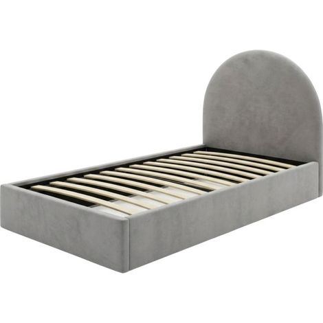 Gepolstertes Bett mit Stauraum Spanplatte grau 96x97x205cm
