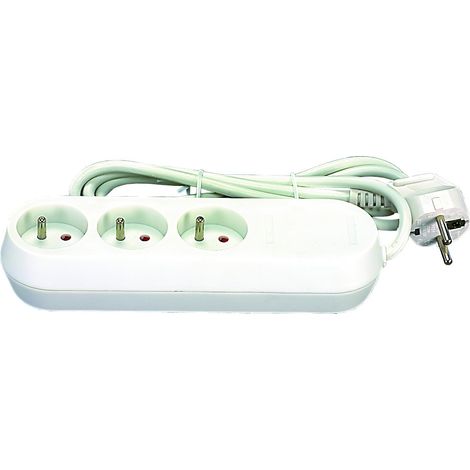 TEC HIT 850310 - Bloc 3 Prises 16 Ampères + Terre - Cable 1M - Blanc