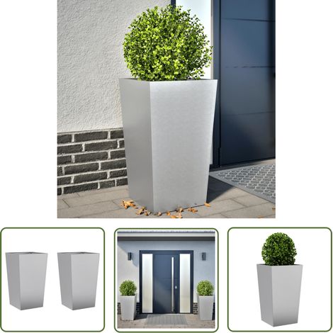 vidaXL Jardinières 2 pcs 45x45x75 cm acier galvanisé (1/5)
