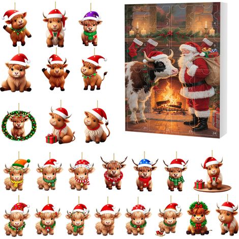 Calendrier de l'Avent de Noël 24 jours, boîte surprise, décoration de sapin de Noël style yak, boîte surprise plate en acrylique -- Boîte surprise M (GJ510-013) --