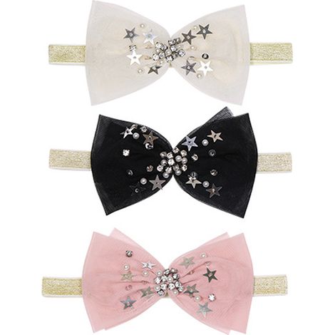 2 Nœuds pour cheveux, bandeau élastique en nylon, tissu lin doux, accessoire bébé fille, photo naissance (1/5)