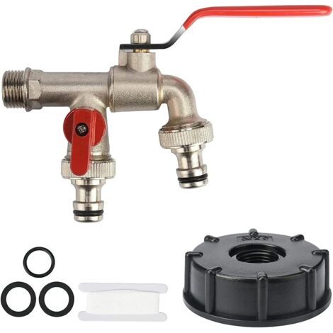 BUNTHAUS 1/2\" Raccord Robinet en Laiton, Robinet Adaptateur Cuve 1000L, Robinet Recuperateur Eau de Pluie pour Jardin, Cuve