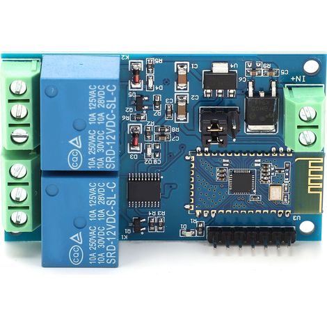 Module relais Bluetooth double canal 12 V CC pour application mobile Android, commande à distance pour maison connectée (IoT) (1/5)