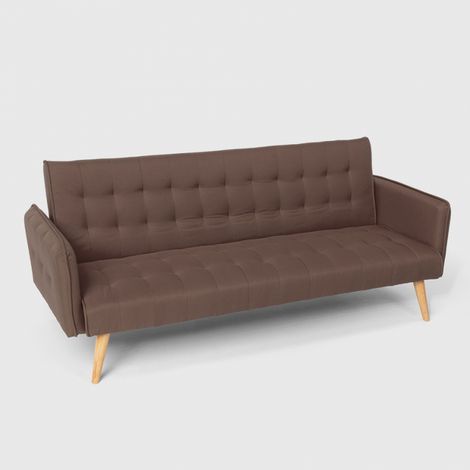 Divano letto clic clac 3 posti in tessuto reclinabile design nordico Malibu - Marrone