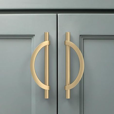 6 Stück goldene Küchenschrankgriffe, 128 mm, Zinklegierung, Möbelgriffe mit Schrauben, für Büros, Schubladen, Schränke, Kommoden UK0044