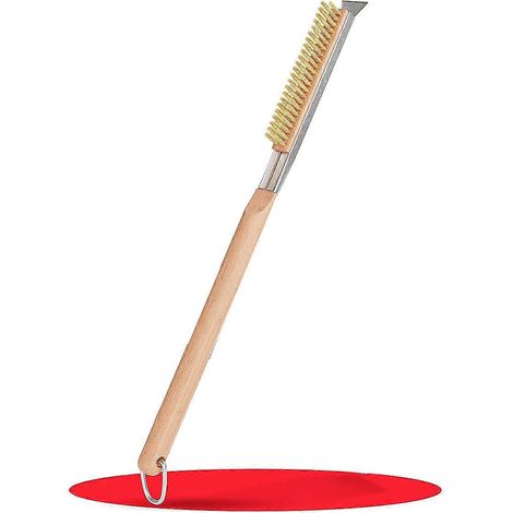 Brosse pour four à pizza et pierre à pizza avec racleur 53 cm - Nettoie la pierre entre chaque cuisson - Long manche en bois - Robuste et facile à utiliser (1/5)