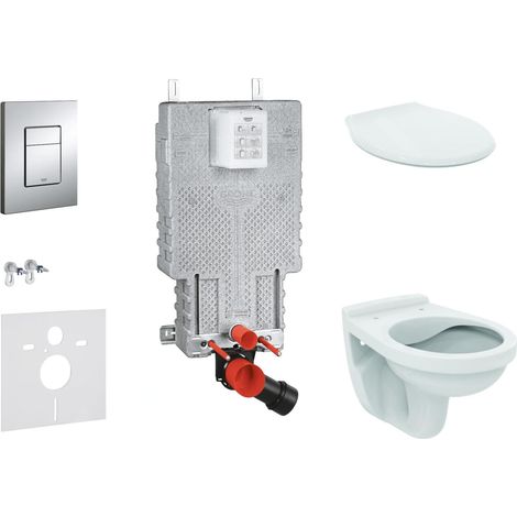 Grohe Uniset - Set d'installation pré-murale, cuvette Alpha avec abattant, plaque de déclenchement Skate Cosmopolitan, chrome 38643SET-KR (1/5)
