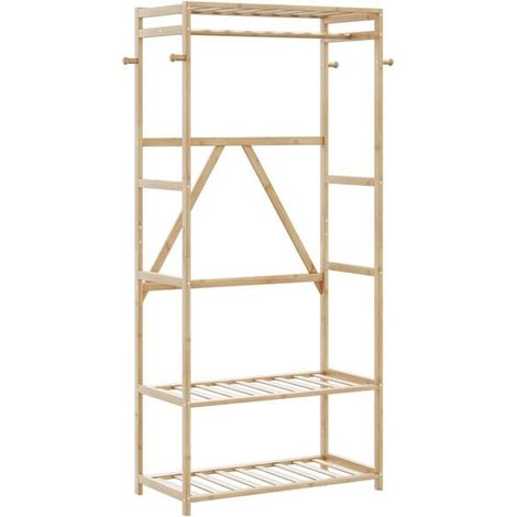 Portant à vêtements en bambou avec étagère, dimensions : 80 x 40 x 175 cm (1/5)