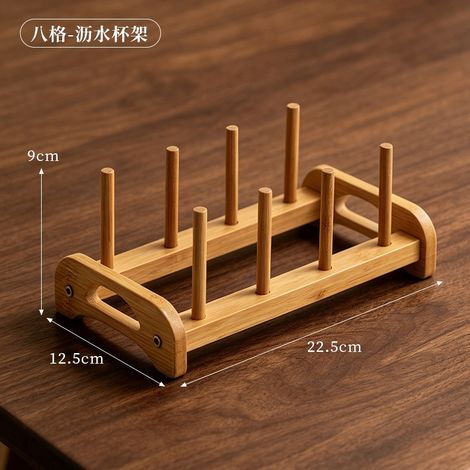 Égouttoir à vaisselle en bambou, support de rangement pour évier de cuisine, porte-tasses minimaliste, organisateur de table pour salle de thé, design pratique et élégant pour la maison (1/5)