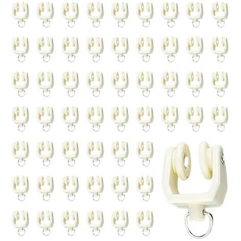 35 Pièces Rail de Rideau de Plafond Flexible et Pliable en Plastique pour Fenêtres et Douches, Rouleaux à Deux Roues pour Systèmes de Rideaux Lourds, Ensemble (1/5)