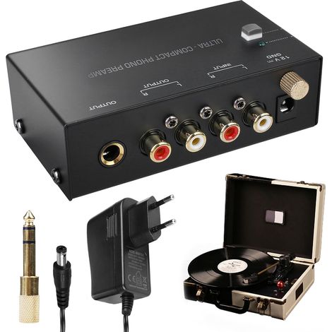 Préampli Phono, Préamplificateur Phono, Préampli Pour Platine Vinyle Phono, Préampli De Platine Vinyle Avec Stéréo Rca, Sortie Rca, Préamplificateur Phonographe Audio Stéréo Pour Tourne-Disques Vinyle (1/5)