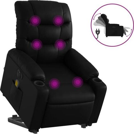 Chaise relaxante électrique en cuir synthétique noir avec fonction de massage intégrée – Réglage inclinable, chauffage dorsal et contrôle tactile – Idéale pour salon ou bureau (1/5)