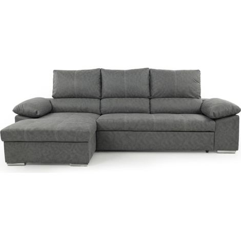 Sofa Cama Chaise Longue Naiara 252cm Gris, Gris, 146 cm, Izquierdo (1/5)