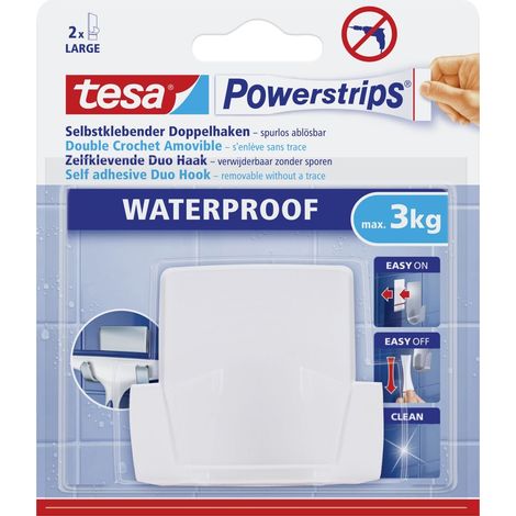 tesa Duohaken Powerstrip chrom, waterproof Haushaltsklebeband & Klebehaken (1/3)