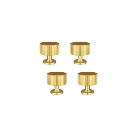 4-teiliges Türgriff-Set, inklusive Schrauben, goldene Möbelknöpfe, runde Schrankknöpfe, Kleiderschranktürknöpfe, Schubladenknöpfe aus goldfarbenem Messing, für Schränke, Kommoden, Badezimmer (28x28mm) (1/5)