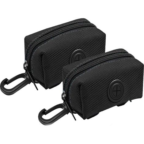 Distributeur de sacs à déjections canines - Lot de 2 - Support pour sacs à déjections canines - À suspendre - Tissu Oxford - Sacs à déjections canines portables - Compatibles avec les sacs poubelle po (1/5)