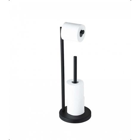 Porte papier toilette noir mat, porte papier toilette sur pied, distributeur de papier toilette en acier inoxydable