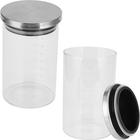 Boîte de conservation alimentaire avec couvercle en acier inoxydable et graduation, bocal hermétique de cuisine de 800 ml. (1/5)