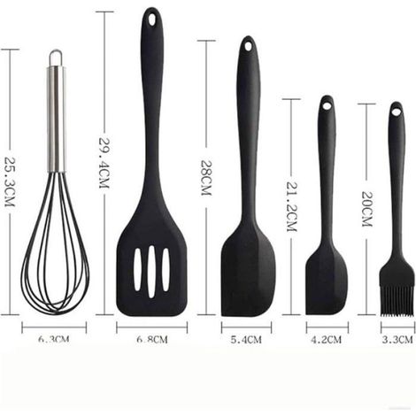 Ustensiles De Cuisine En Silicone - Ensemble Complet Pour Cuisson - Résistant Chaleur - Compatible Toutes Casseroles Poêles - 6 Pièces (1/5)