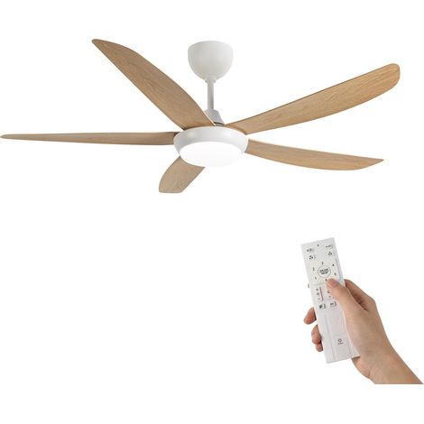 Ventilateur de plafond avec lumière - 137 cm - Moderne - Couleur bois - LED à intensité variable - 3000 K - 6000 K - Avec télécommande - Réversible - 6 vitesses - Silencieux - Pour chambre à (1/5)