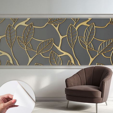 Papier peint autocollant adhésif avec imprimé motifs uniques apparence moderne Feuilles élégantes 250x104 cm (1/5)