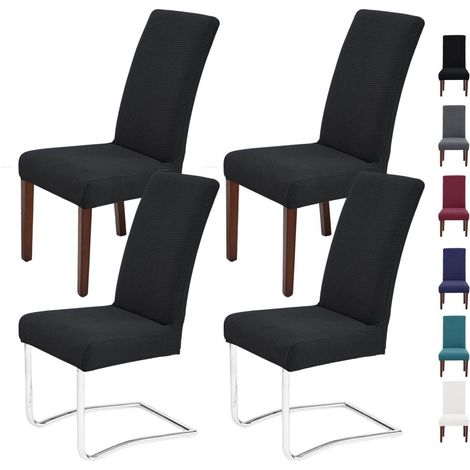 Stuhlhussen 4er Set für Schwingstühle, abnehmbar, waschbar, Stretch, Schwarz (1/5)