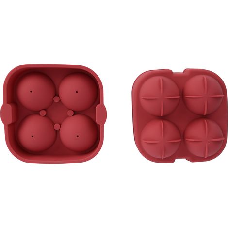 Moule à glaçons en silicone 4 trous 60mm rouge pastèque pour cocktails et bar à domicile