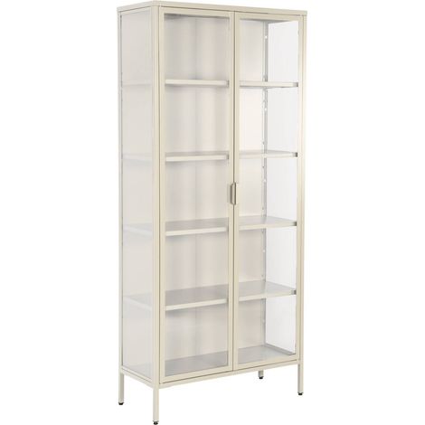 sweeek - Schrank aus Stahl und gehärtetem Glas, 2 Türen, 180 cm