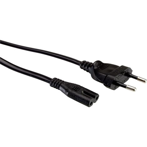 VALUE Europäischer Flachstecker Netzwerkkabel auf C7, 2-polig, schwarz, 3 m