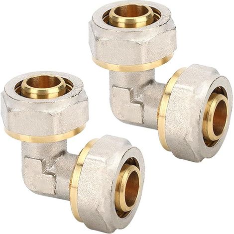 Lot de 2 raccords à vis à 90° - Diamètre : 20 x 2 mm - Raccord à vis - Angle de 90° - Conforme DVGW - UBA - Raccord de serrage en laiton pour tube composite multicouche - PEX - Tube composite (1/5)