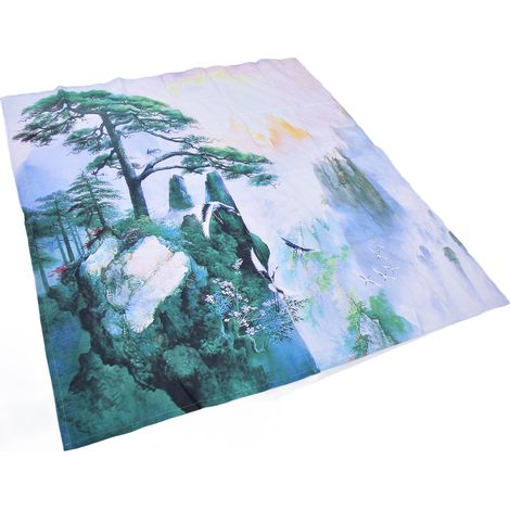 Rideaux Style Chinois Impression 3D avec Paysage de Pins pour Salon et Chambre, 150x166cm