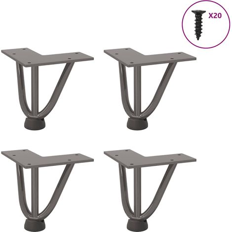 Haarnadelbeine für Couchtisch 4 Stk. Naturstahl 10 cm Massivstahl