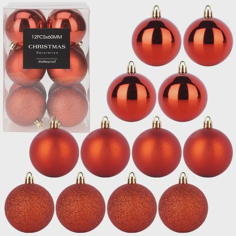 Unzerbrechliche rote Weihnachtskugeln, 6 cm, 12er-Set